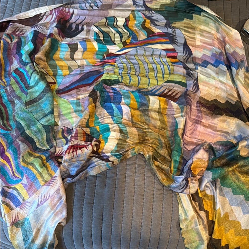 Statement Colorful SILK Patterned Scarf SAACHI Vintage